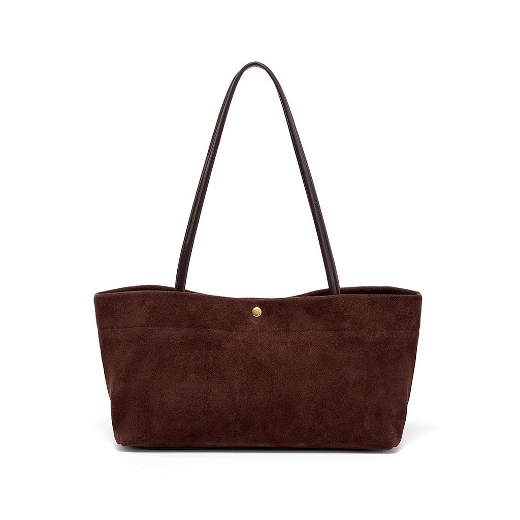 Frosted suede retro wind tote bag portable shoulder bag women's large capacity niche design underarm bag