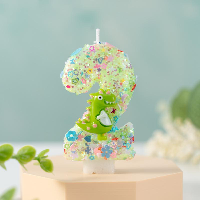 Digital Birthday Candle Cake Party Decoration First Birthday Creative Dinosaur Decoration