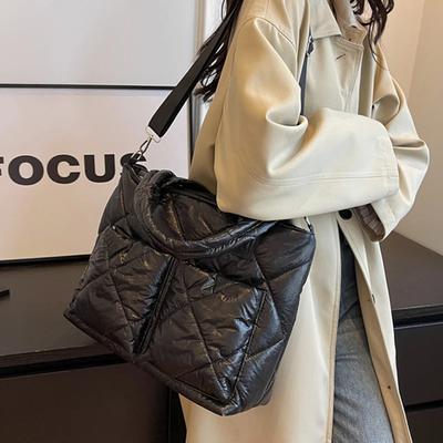 Sac messager à bandoulière en coton rembourré pour femme sac d'hiver spacieux en duvet brillant grande capacité ultra-léger mode quotidienne nouveau