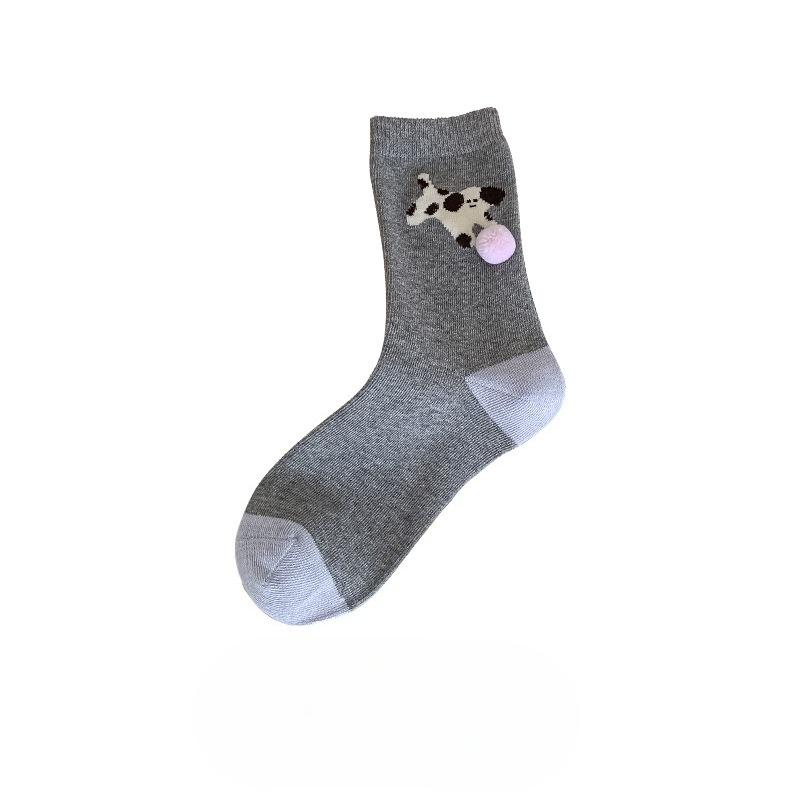 Cute and Funny Mid-calf Socks for Women's Fashion In Autumn, Cute and Funny Puppy Cartoon Animal Pile Socks