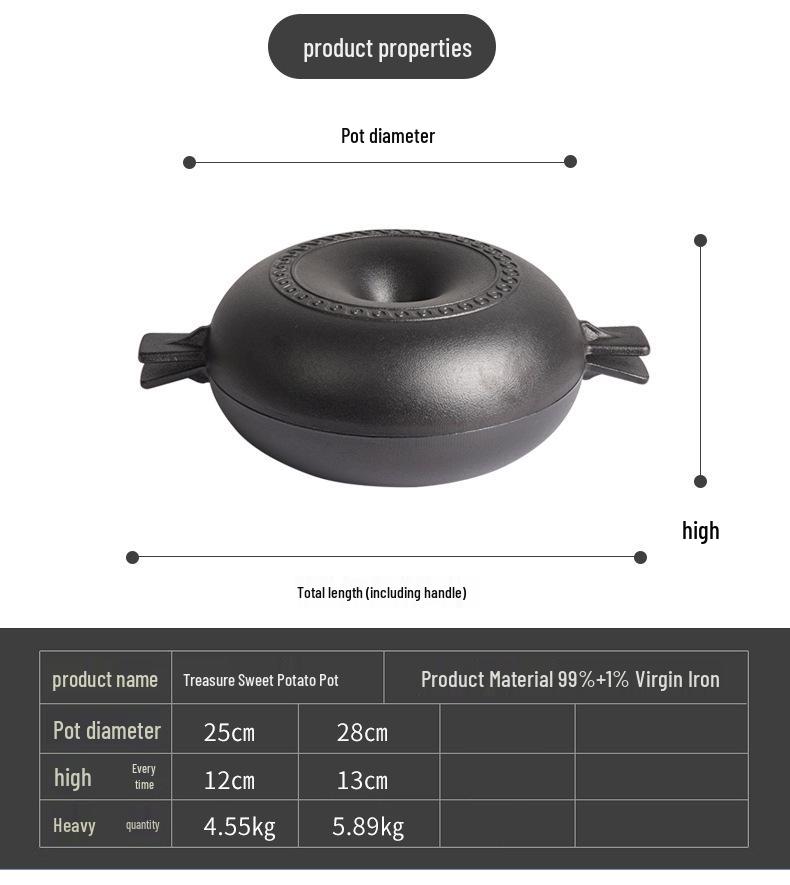 Thickened Cast Iron Sweet Potato Roasting Pot and Corn Grill