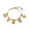 Dopamine Necklace and Bracelet with Whale, Starfish, Shell, 18k Stainless Steel, Multi-Color Conch Pendant.