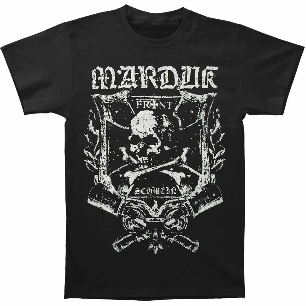 Unisex Short Sleeve Crew Neck Cotton T Shirt Authentic Marduk Frontschwein Shield XL