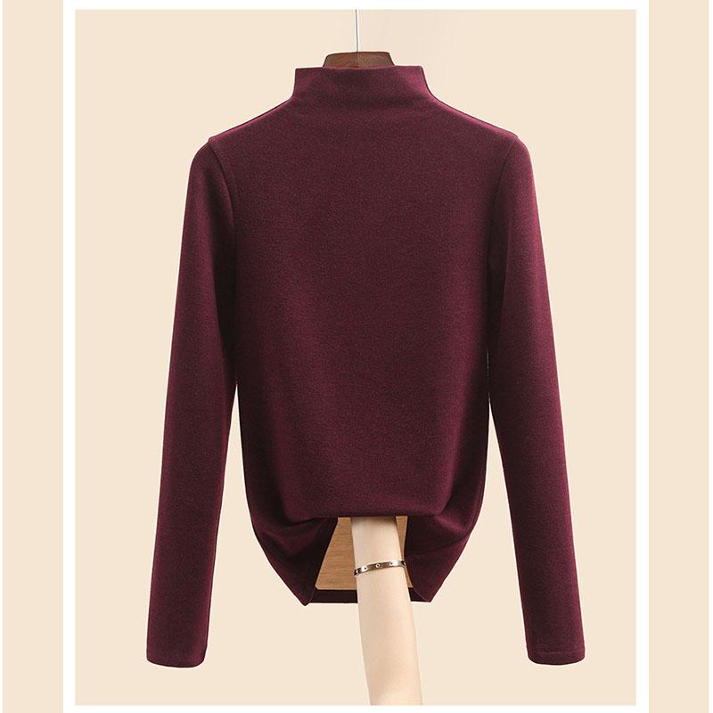 Jesienna i zimowa damska koszula z najniższym kaszmirem Dralon Mulberry Silk Półwysoki dekolt Wewnętrzne wyściełane włosy Ciepłe topy