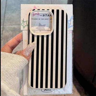 Funda de Teléfono Minimalista de Rayas Coloridas INS para Pareja para iPhone 16 15 14 13 12 11 Pro Max X XR XS 15 Plus Funda Suave a Prueba de Golpes