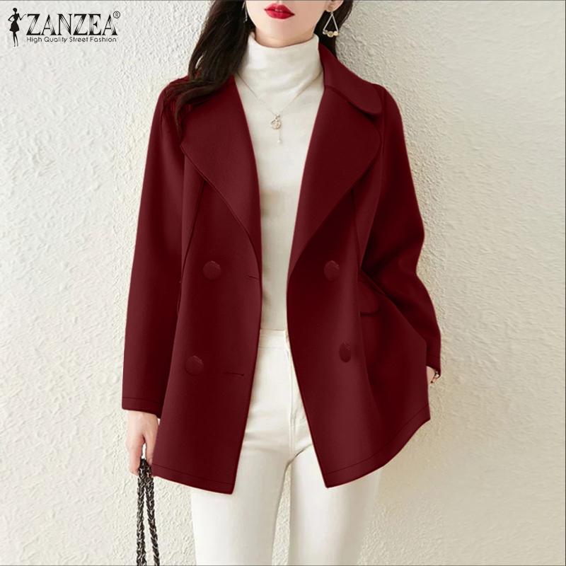 ZANZEA Women Casual Turn Down Collar Long Sleeve Thin Cardigan Trench Coats