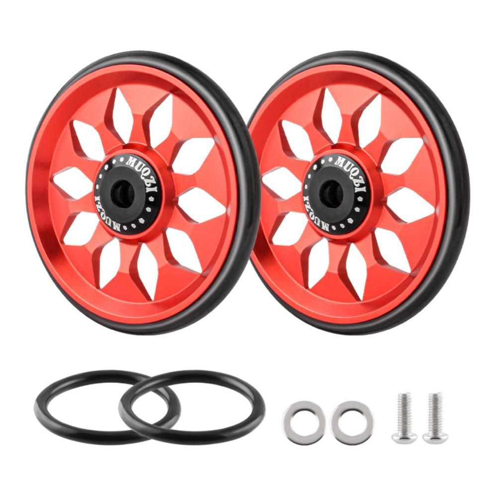 Aluminum Alloy Bicycle Easywheel Replacement 60mm Bike Easy Wheels M6 Widened Design Bike Auxiliary Wheels Rear Rack красный