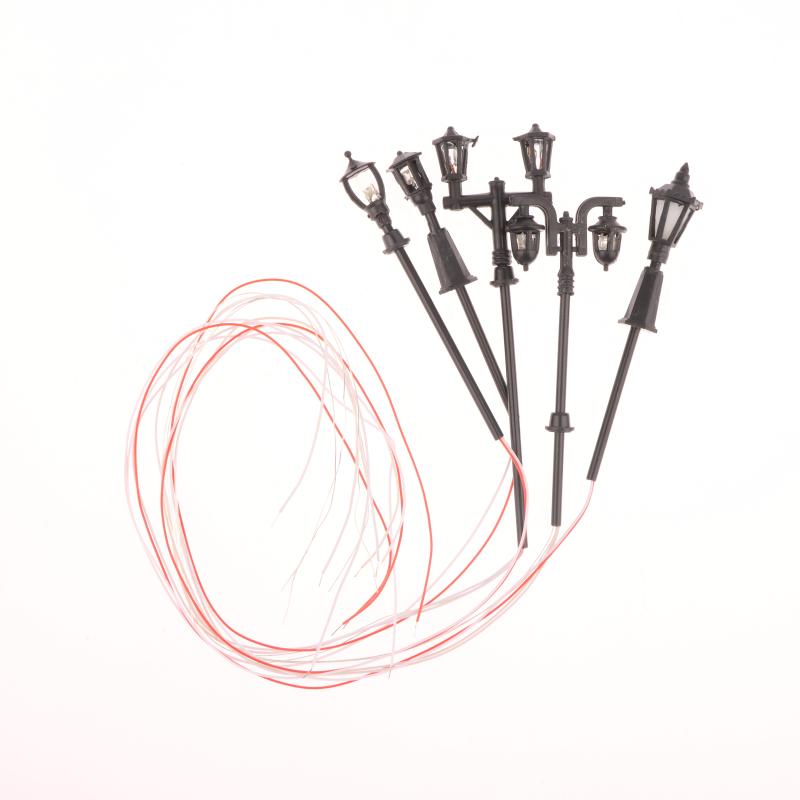 10Pcs Railway Bonsai Micro Landscape Decor For Rail And Building Layout Model Railway Lamppost Led Park Lanterns Lamps