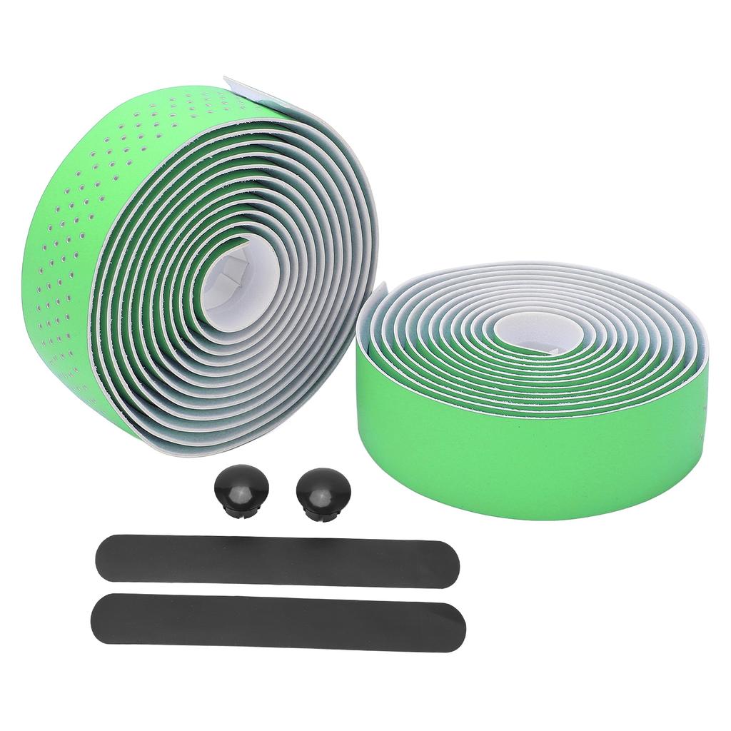 Bicycle Handlebar Tape Anti Slip Road Bike Handle Bar Wraps with End Plugs for Road CyclingGreen