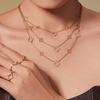 3PCS Stainless Steel Hollow Clover Zircon Earrings Ring Necklace Simple Light Luxury Jewelry Set
