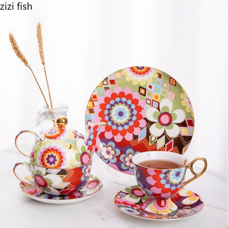 Ceramic Flower Tea Pot Mother Child Pot Water Bottle Water Cup Tea Kettle Coffee Cup Breakfast Cups Teas Brewing Utensils
