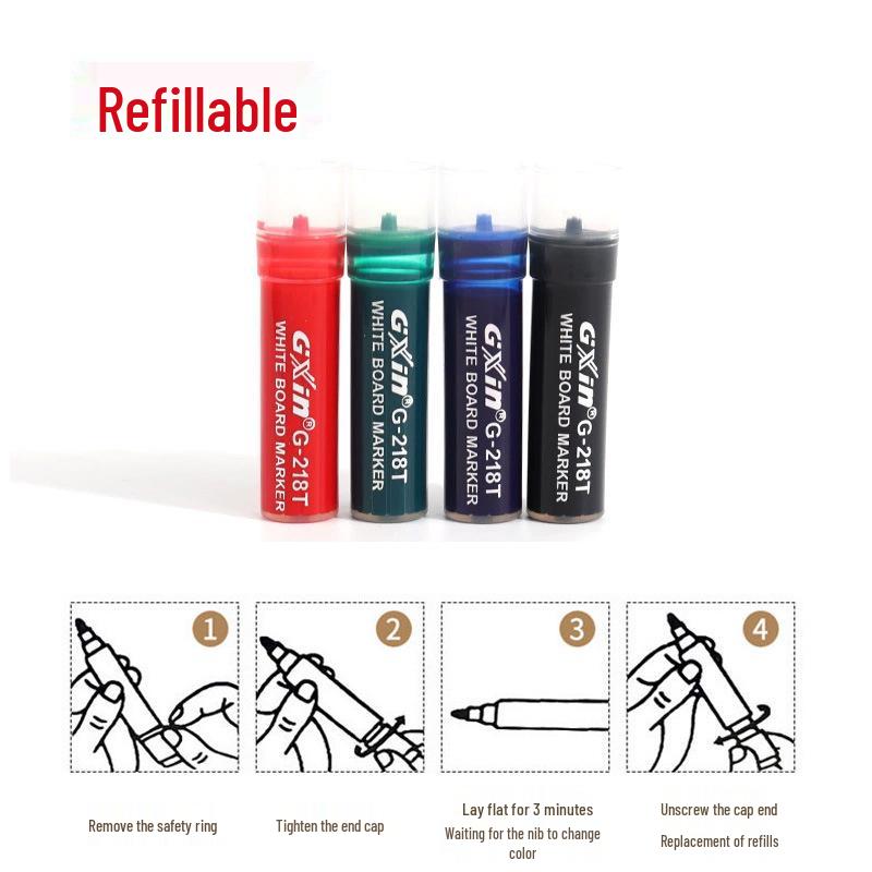 

Стираемый маркер для белой доски со сменным чернильным картриджем - Большая емкость, Легко писать и стирать, Маркер G-218