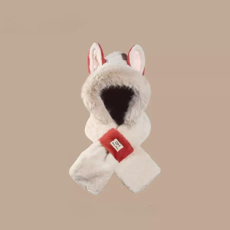 

Fire fox ears skiing winter plush hat integrated winter warmth thickened ear protection scarf gloves three-piece set