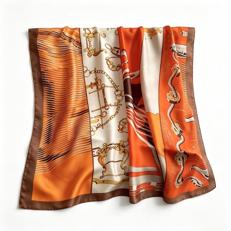 70x70cm Nylon Square Scarf Women Vintage Print Lightweight Accessory Office Casual Hair Styling