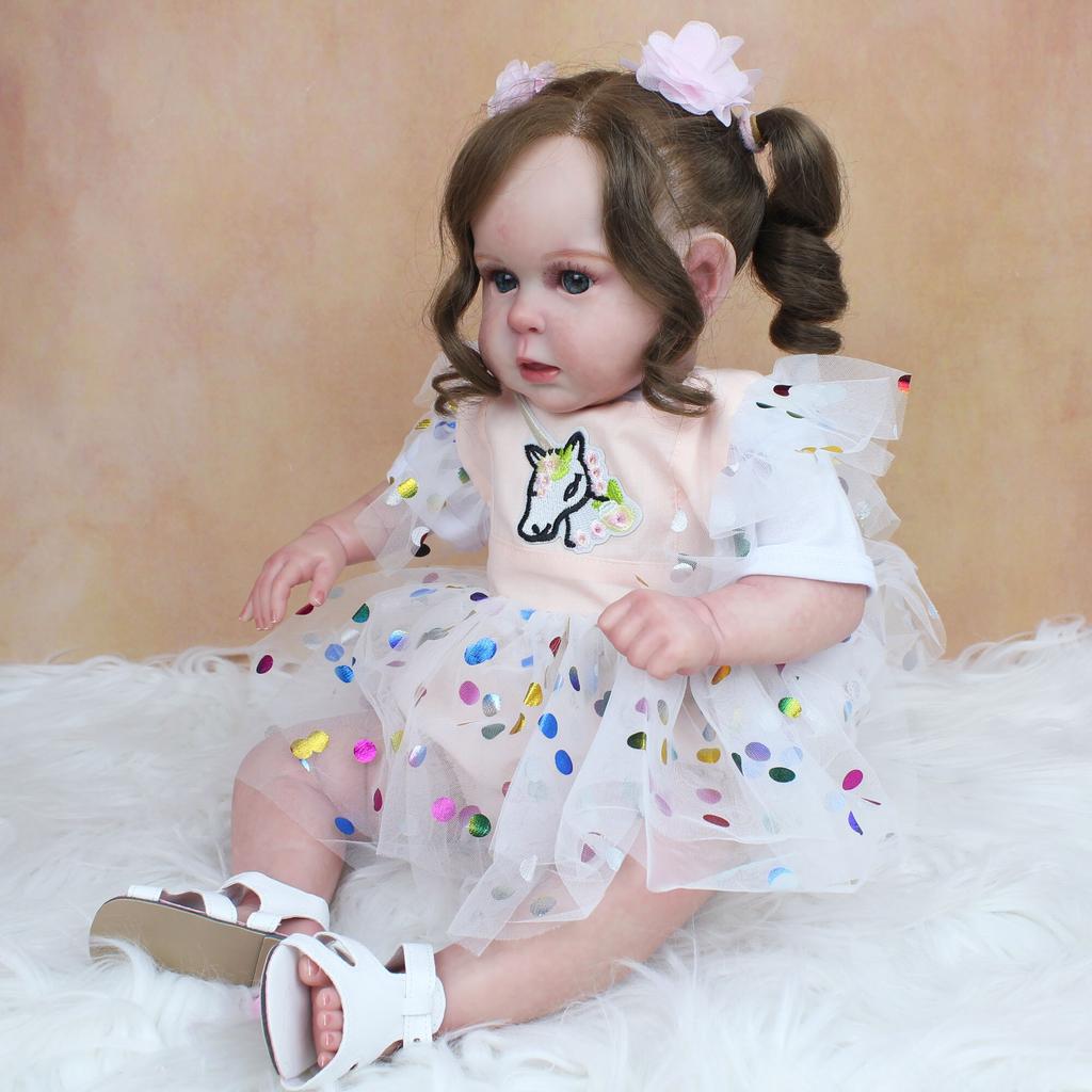 Bzdoll 50cm 3d Teint De Peau Veines Visibles Silicone Doux Renaitre Bebe Poupee Jouet Pour Fille Mignon Cheveux Longs Princesse Robe Bebe Boneca Acheter A Prix Bas Livraison Gratuite Avis Reels