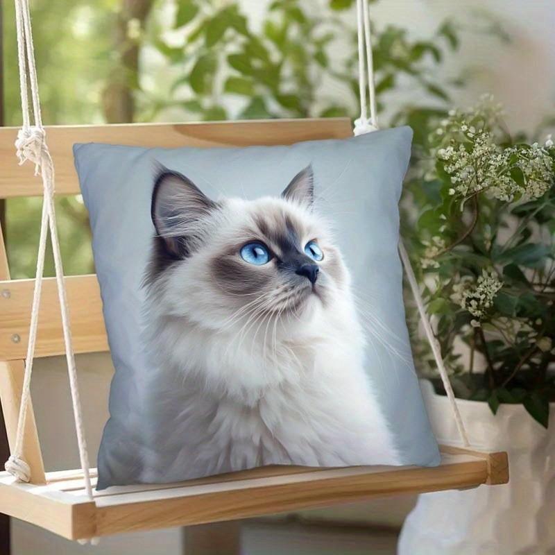 Vibrant Bohemian Style Short Plush Pillow Cover 45x45cm Charming Kitten Living Room Bedroom Decor (Pillow Insert Not Included)