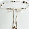 Wax Rope Hand-woven Wooden Bead Bow Waist Chain Retro Ethnic Style Temperament Belt Versatile Light Luxury Niche Jewelry