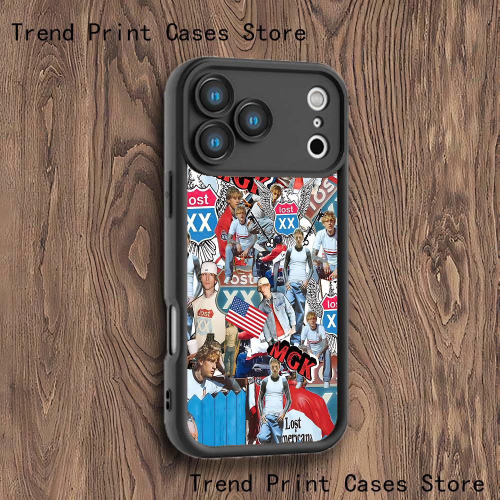 

M-MGK Lost Americana LA Phone Case For iPhone 17,16,15,14,13,12,11,Pro,Max,Plus,X,XS,SE4,E,Mini Black Thickened border Case iPhone 14 ProMax
