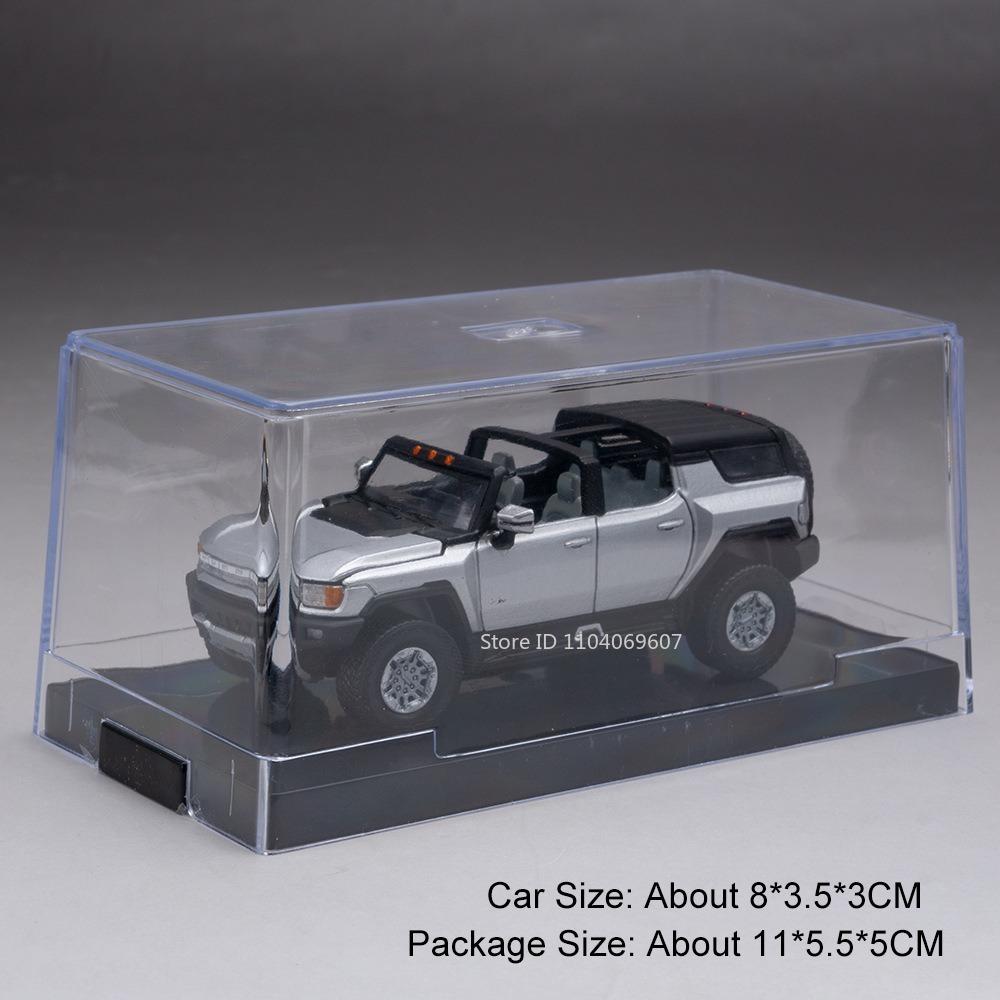 1:64 Scale Model Toy Off-road Cars EV Alloy Diecast Slide Forward Hood Opened Rubber Tires with Acrylic Box Simulation Vehicles