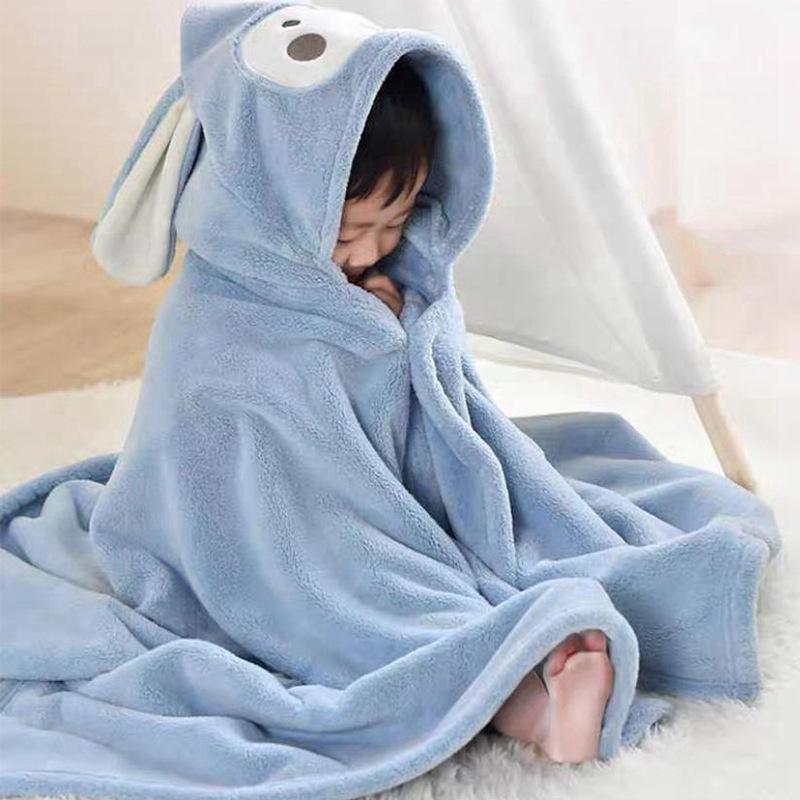

Children s Hooded Cartoon Bathrobe - Thick, Absorbent, Non-Shedding Coral Fleece Towel Cape 90x150cm