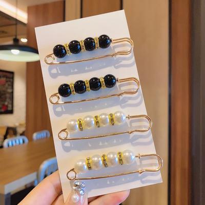 4/6Pcs Women'S Clothing Brooch Set Pearl Rhinestone Brooch Tightening Waist Pin