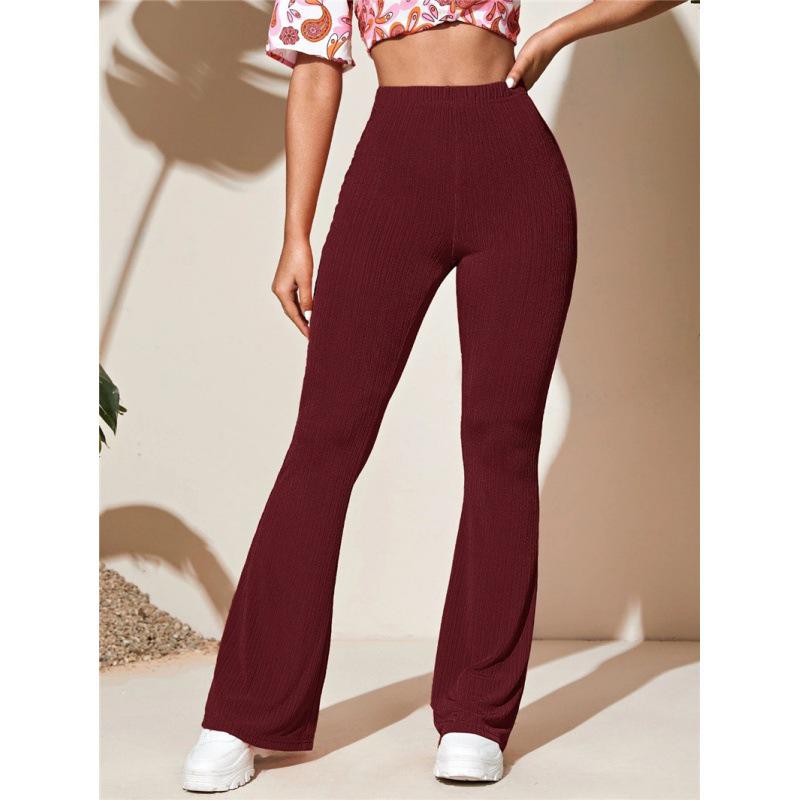 European & American Women's Casual Knitted Flared High Waist Yoga Pants