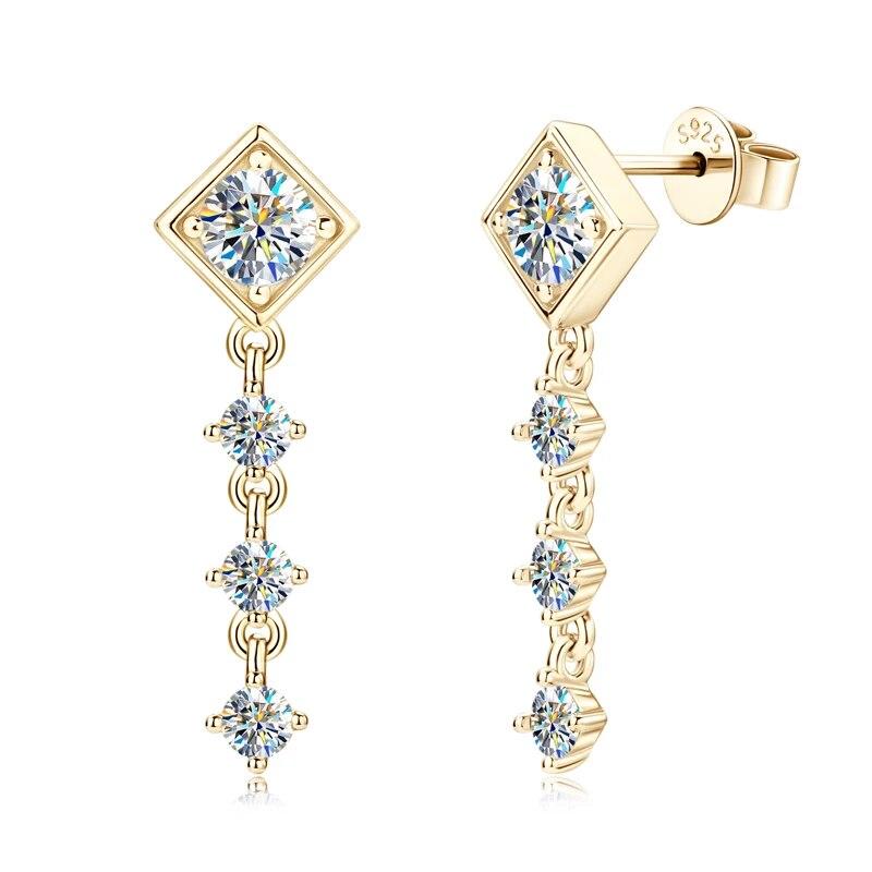 Boucles d'oreilles pendantes en moissanite couleur D, 5 mm et 3 mm, pour filles, 100 % argent 925, bijoux tendance, accessoires, cadeau d'anniversaire