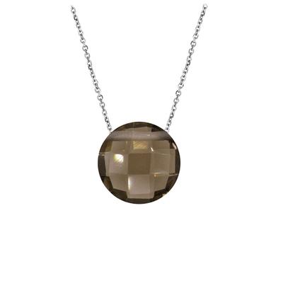 [Q6768] - Silver 'Meghan' Smoky Quartz Silver Necklace (rhodium-plated) - 10 Mm
