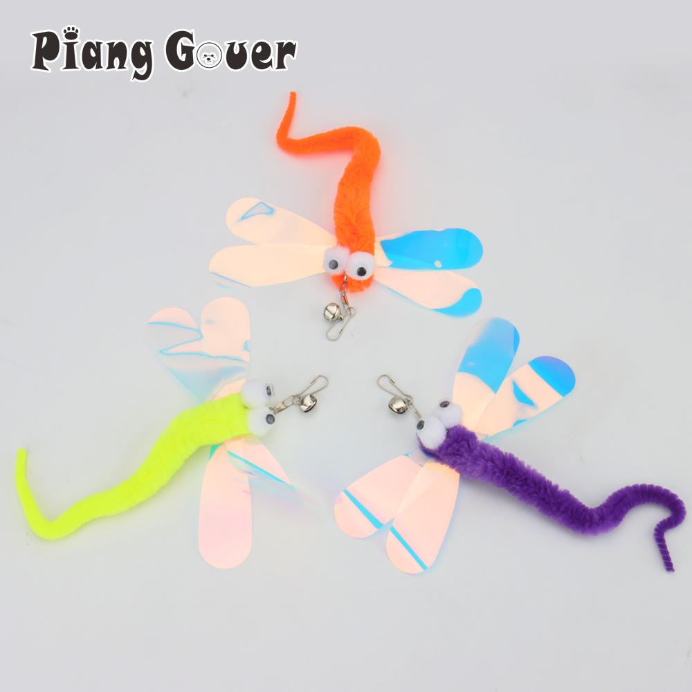 3pcs Plush Dragonfly Cat Toy Training Imitate Cat Interactive Ball Faux Tail Pet Toy