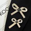 Minimalist Bow & Letter Metal Brooch - Women's Fashion Accessory for Suits and Clothing.