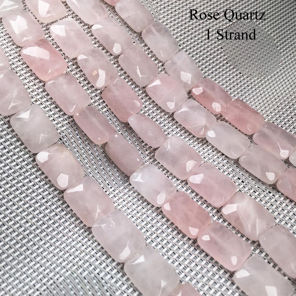 1 Strang facettierte Natursteinperlen, 12 × 16 mm, rechteckige Rosenquarz-Opal-Edelsteine, lose Abstandsperlen zur Schmuckherstellung, DIY-Zubehör, Zubehör, 20 cm