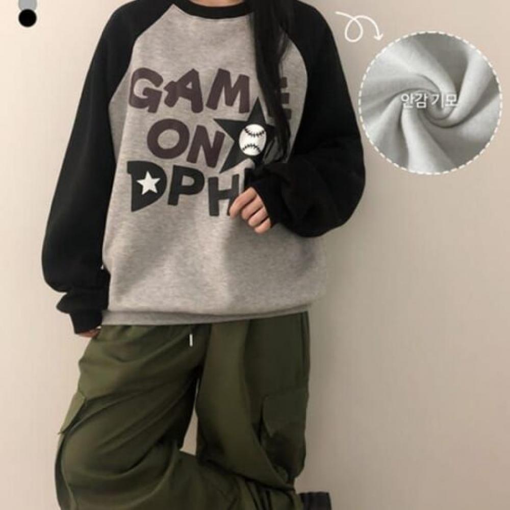 The Pink Men Plot Overfit Color Block Printing Raglan Sweatshirt