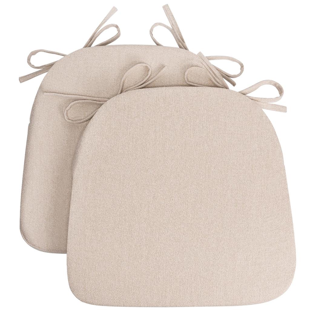 ComfortSeat D Shaped Dining Chair Pads with Washable Covers Non Slip Ties for Kitchen Chairs