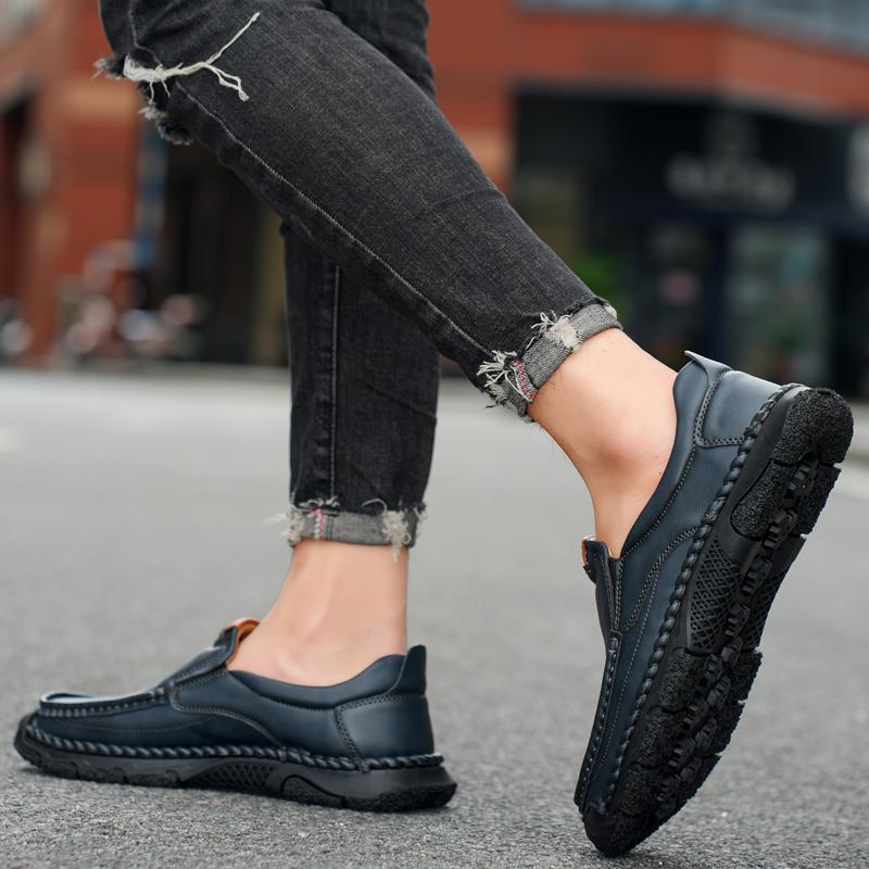 Men's Low-top Leather Shoes Moccasins Sneakers Slip On Casual Shoes Large Size 39-48