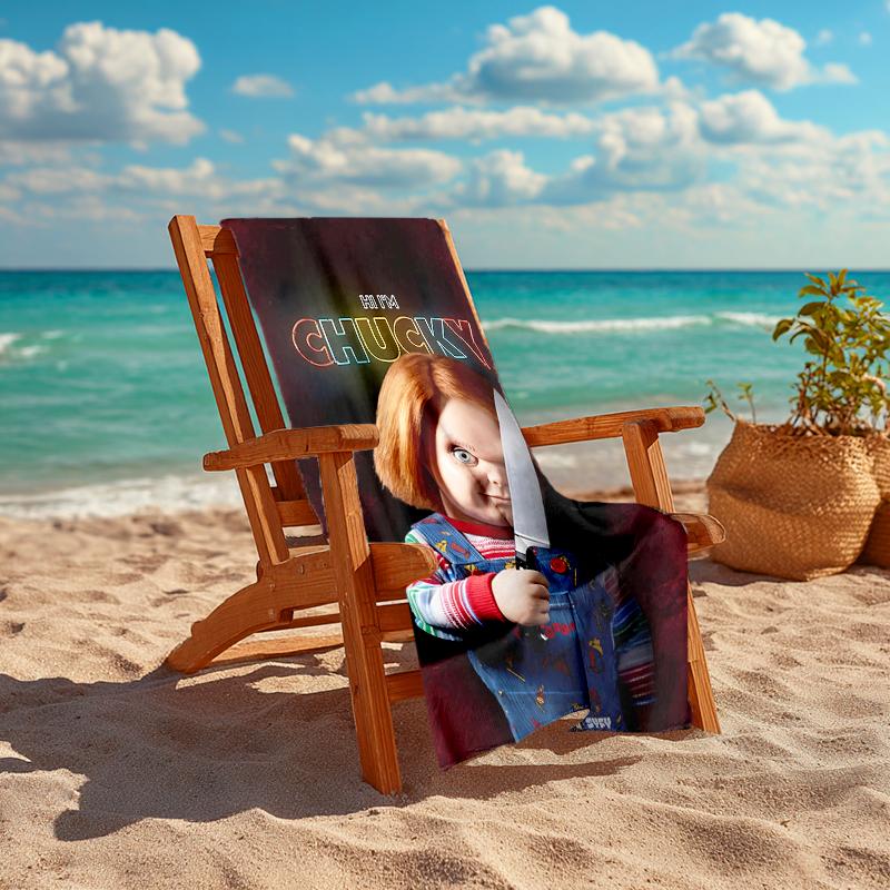 Ultra-Soft Beach Towel with Chucky Theme,Ideal for Pool - Camping, Diving - Perfect Travel Essential, Vibrant Beach Towel.