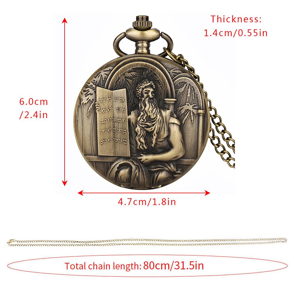 Bronze Retro Jesus Bible Pattern Quartz Pocket Watch Men Women Necklace Watches Religious Pendant Chain Pocket Clock
