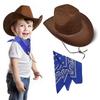 Children's Coffee Hemmed Cowboy Hat Square Towel Set, Brown Dick Cowboy Hat