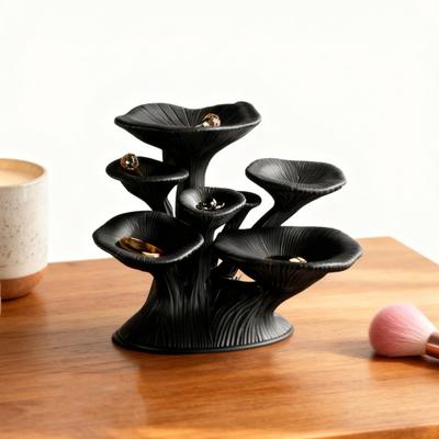 Černý stojan na šperky ve tvaru houby, 3D tištěný 7patrový držák na šperky, stolní strom na náušnice pro prsteny, náhrdelníky, náramky, úložný prostor na klíče, dekorace na toaletní stolek