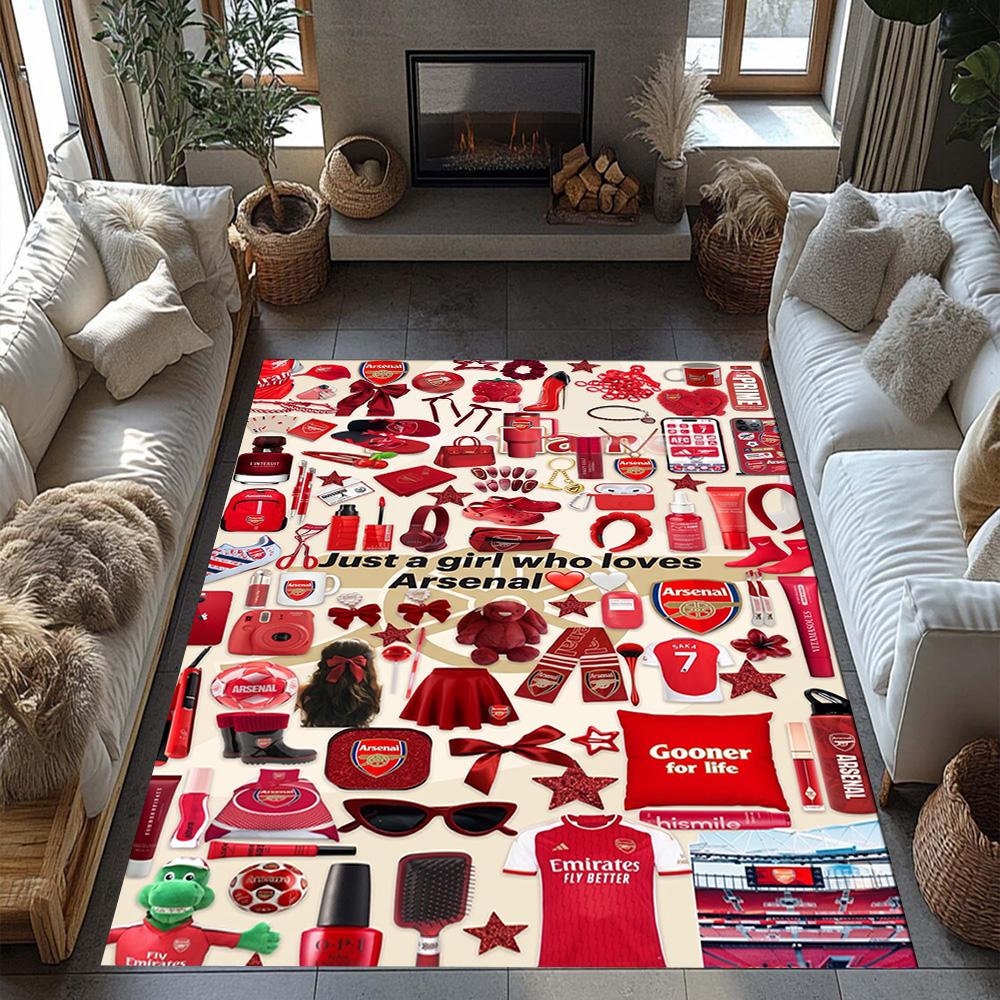 Arsenal Personalized Text Floor Rug Office Rug Perfect for Study room Dormitory Bedrooms Living Rooms Anti-slip Rug Office home decor