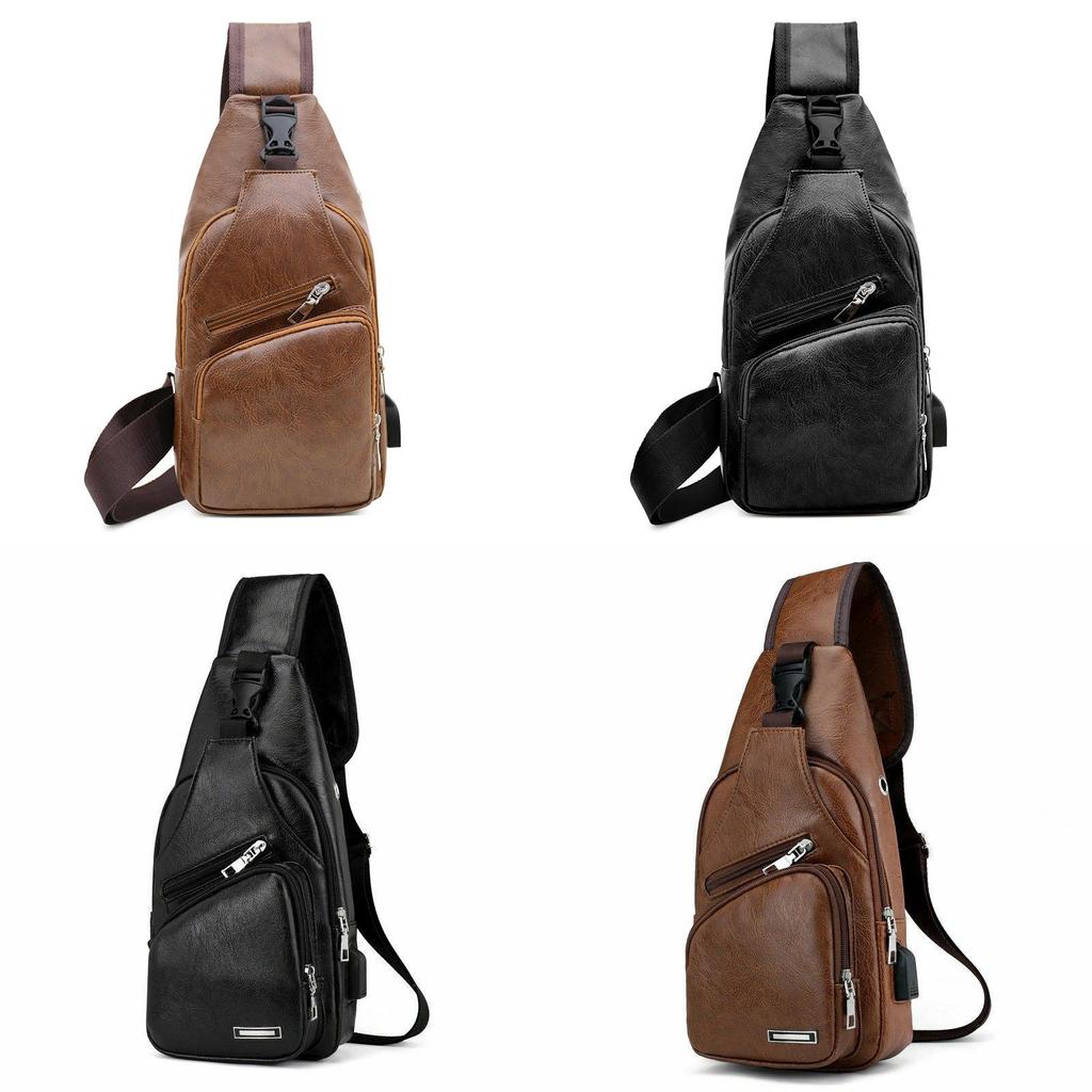 Herren Umhängetasche Mit USB-Ladefunktion Und Klassischem Sling-Design**