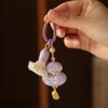 Handmade Chinese Brocade Gourd Keychain Good Luck Auspicious Hanging Charm for Purse Decoration New Year Present