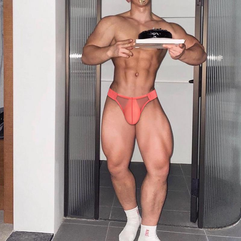 1/3 ks Ice Silk Sexy pánské měkké spodní prádlo Kalhotky, spodní kalhotky s nízkým pasem pro muže Prodyšné, vysoká vidlička Pánské vypouklé kalhotky U móda