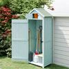 Garden Shed Vertical Utility 3 Shelves Shed Wood Outdoor Garden Tool Storage Unit Storage Cabinet, 77 X 54.2 X 179cm - Blue