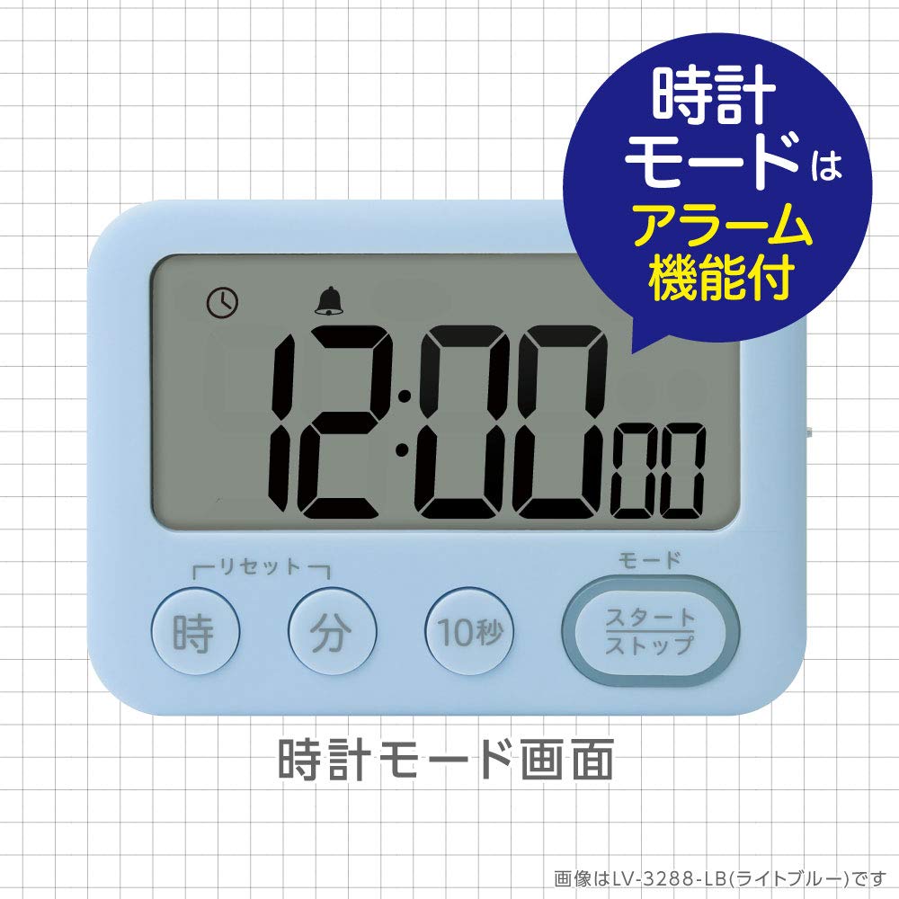 Sonic Timer Toki-Sapo 100-Hour Timer with Stand, Illuminated Notifications, Light Blue, LV-3288-LB