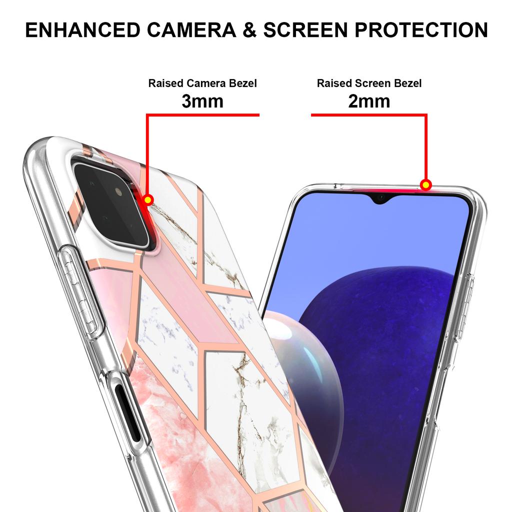 Para Samsung Galaxy A22 5G (Versión UE) Funda Empalmada Patrón Mármol IMD Cubierta Trasera de TPU Electrochapado