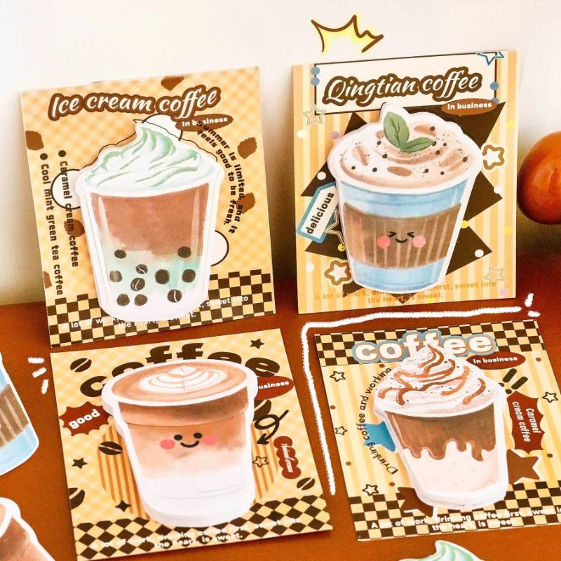Office School Supplies Milk Tea Coffee Cute Girly Heart Pocket Decoration Note Student Can Tear Off Message Notes N Times Gift