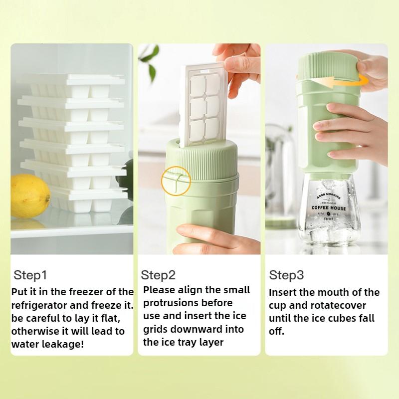 Portable Twist Ice Maker Mold–Food-Grade Silicone Rotating Ice Cube Tray with Lid Quick Freeze Storage Container for DIY Ice Box