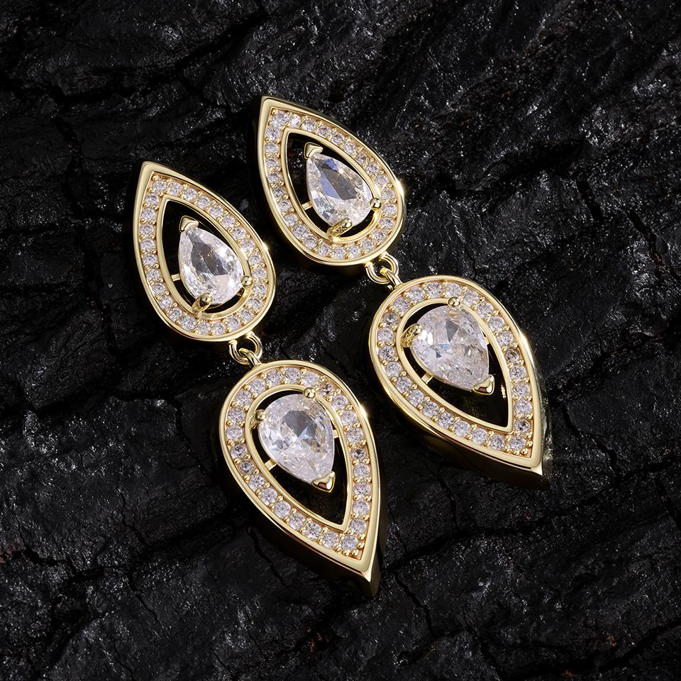 ZAKOL New Pear-shaped Water Drop Zirconia Dangle Earrings for Women Brilliant Clear Crystal Banquet Wedding Zircon