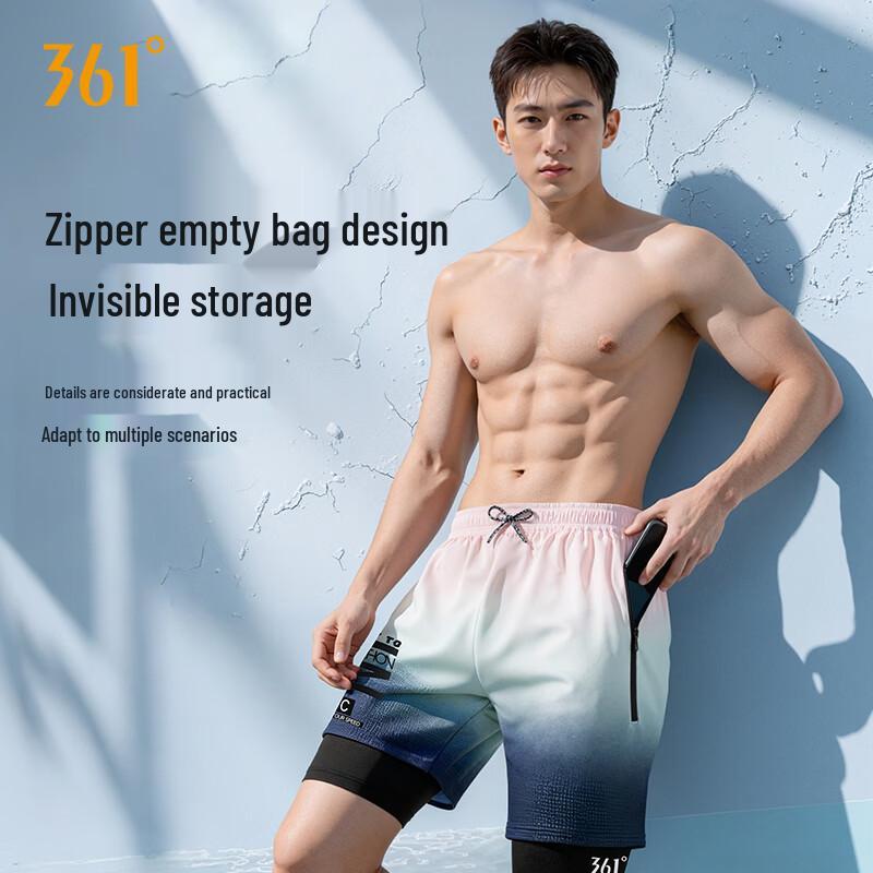 361° Men's Fake Two-Piece Double-Layer Swimming Trunks
