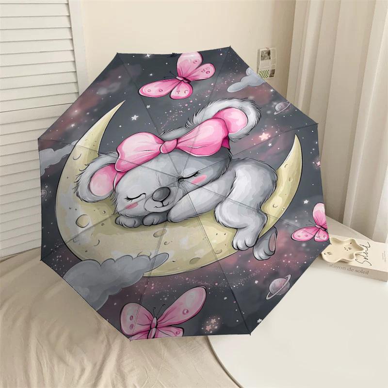 

1PC Koala Moon Umbrella-8-Rib Reinforced Portable Folding Travel Suitable for All Seasons Outdoor Daily Use-Z0495